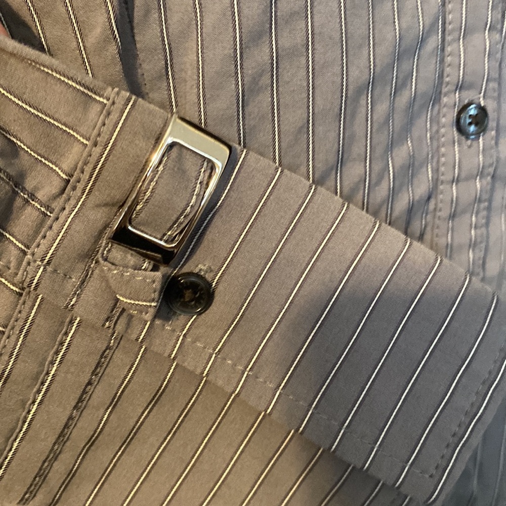 Gray Express Button Down With Silver Metal Detail… - image 3